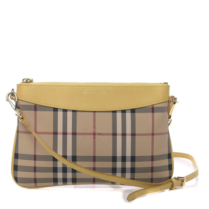 Burberry Horseferry Check Peyton Crossbody Clutch Bag Yellow 1 of 10