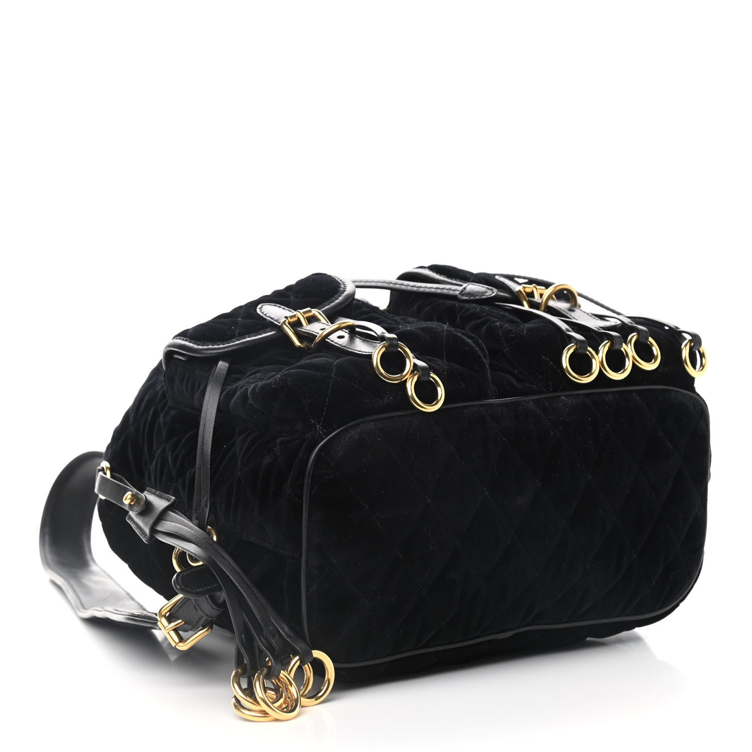 Prada Velluto Velvet Impunture Corsaire Backpack Black 4 of 9