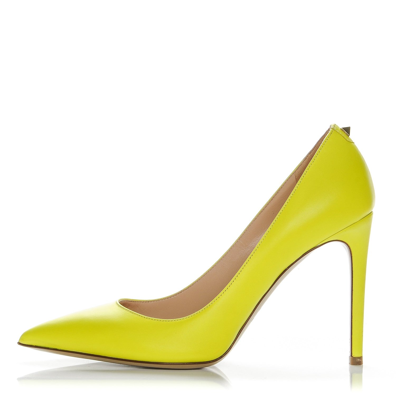 Valentino Garavani Matte Calfskin Rockstud New Plain 100mm Pumps 37 Yellow 1 of 13