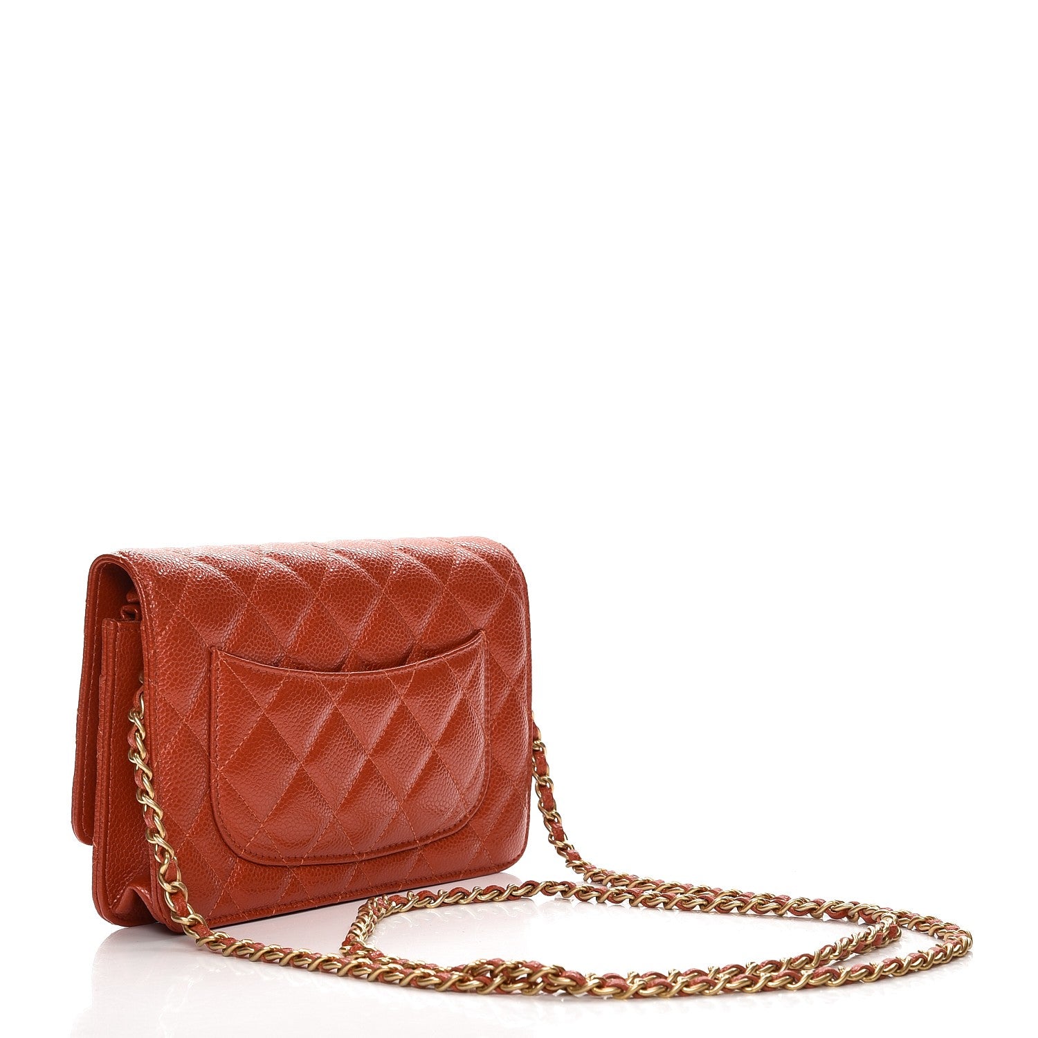 Chanel Pearly Caviar Quilted Wallet On Chain WOC Red 3 of 8