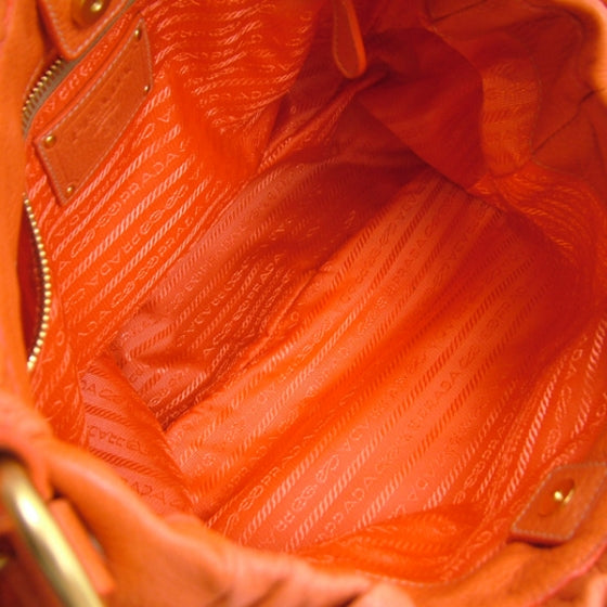 Cervo Deerskin Pleats Hobo Corallo