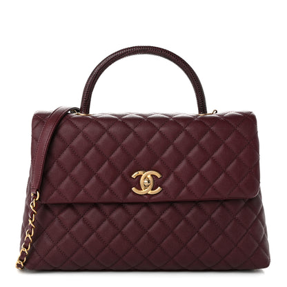 Chanel Caviar Lizard Quilted Medium Coco Handle Flap Burgundy 1 of 11