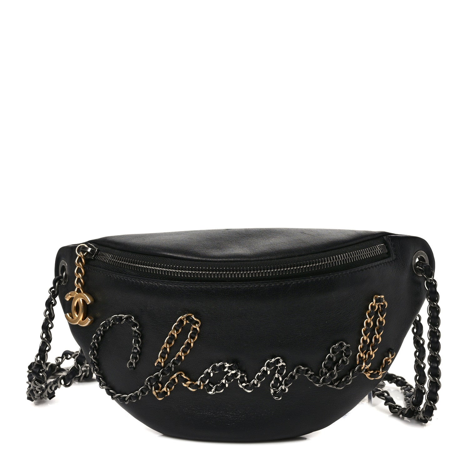 Chanel Calfskin Chain 20s Signe Waist Bag Black 1 of 11
