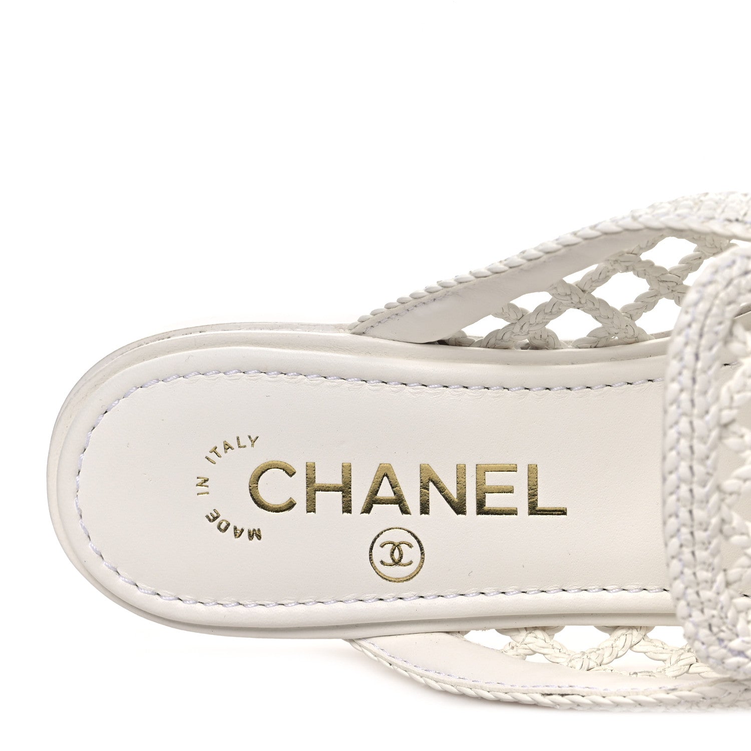 Chanel Braided Lambskin Mule Sandals 37 White 8 of 9