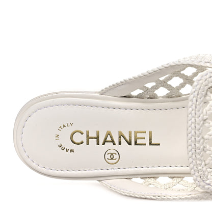Chanel Braided Lambskin Mule Sandals 37 White 8 of 9