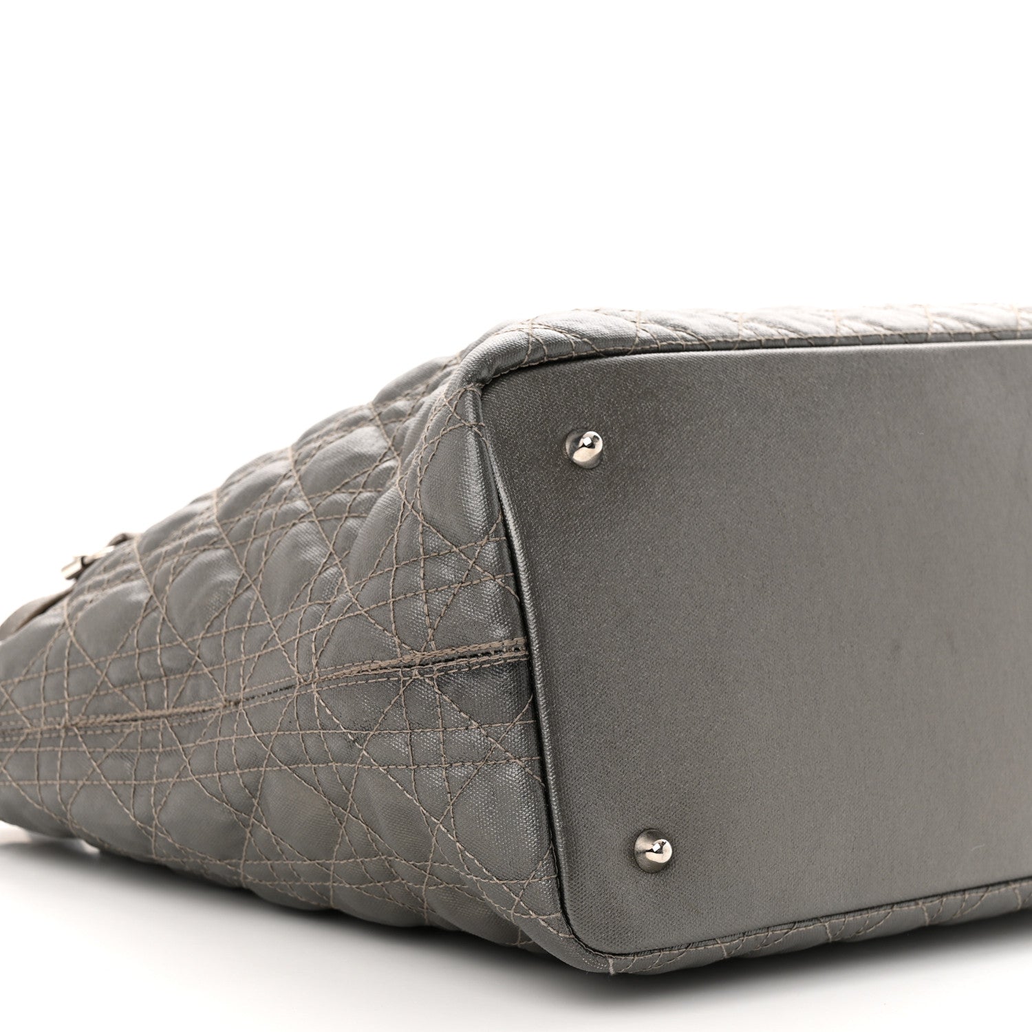 Christian Dior Coated Canvas Cannage Medium Panarea Tote Grey 9 of 11
