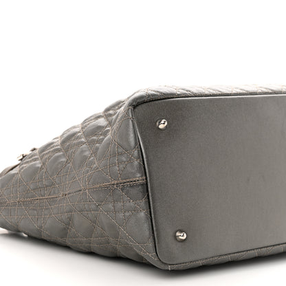 Christian Dior Coated Canvas Cannage Medium Panarea Tote Grey 9 of 11