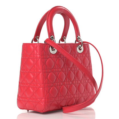 Christian Dior Lambskin Cannage Medium Lady Dior Red 3 of 9