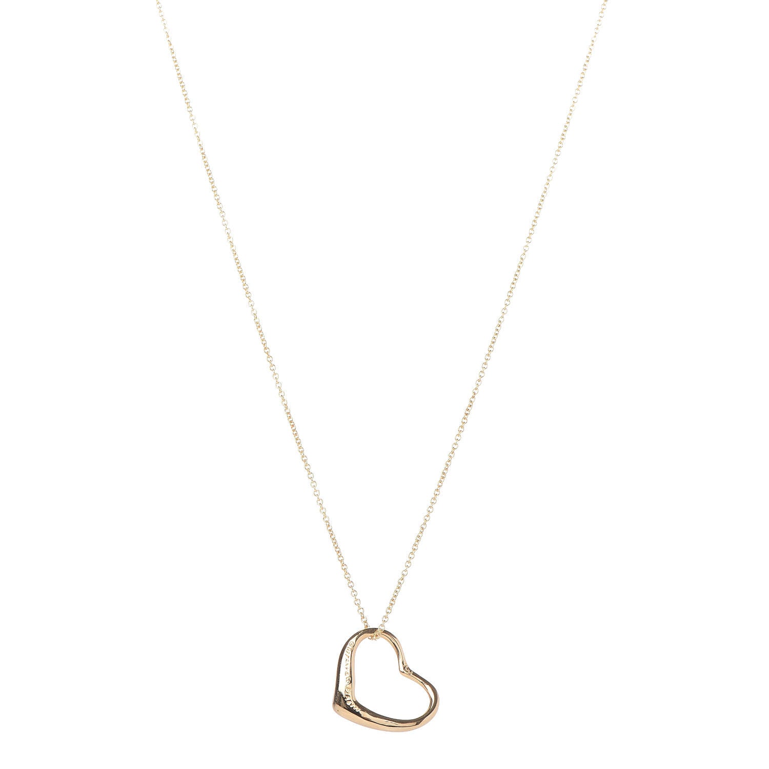 Tiffany 18K Yellow Gold Elsa Peretti Small Open Heart Pendant Necklace 1 of 6