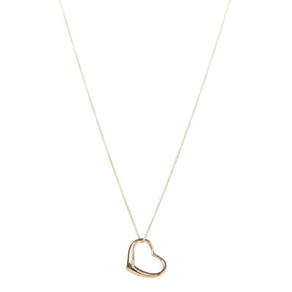 Tiffany 18K Yellow Gold Elsa Peretti Small Open Heart Pendant Necklace 1 of 6