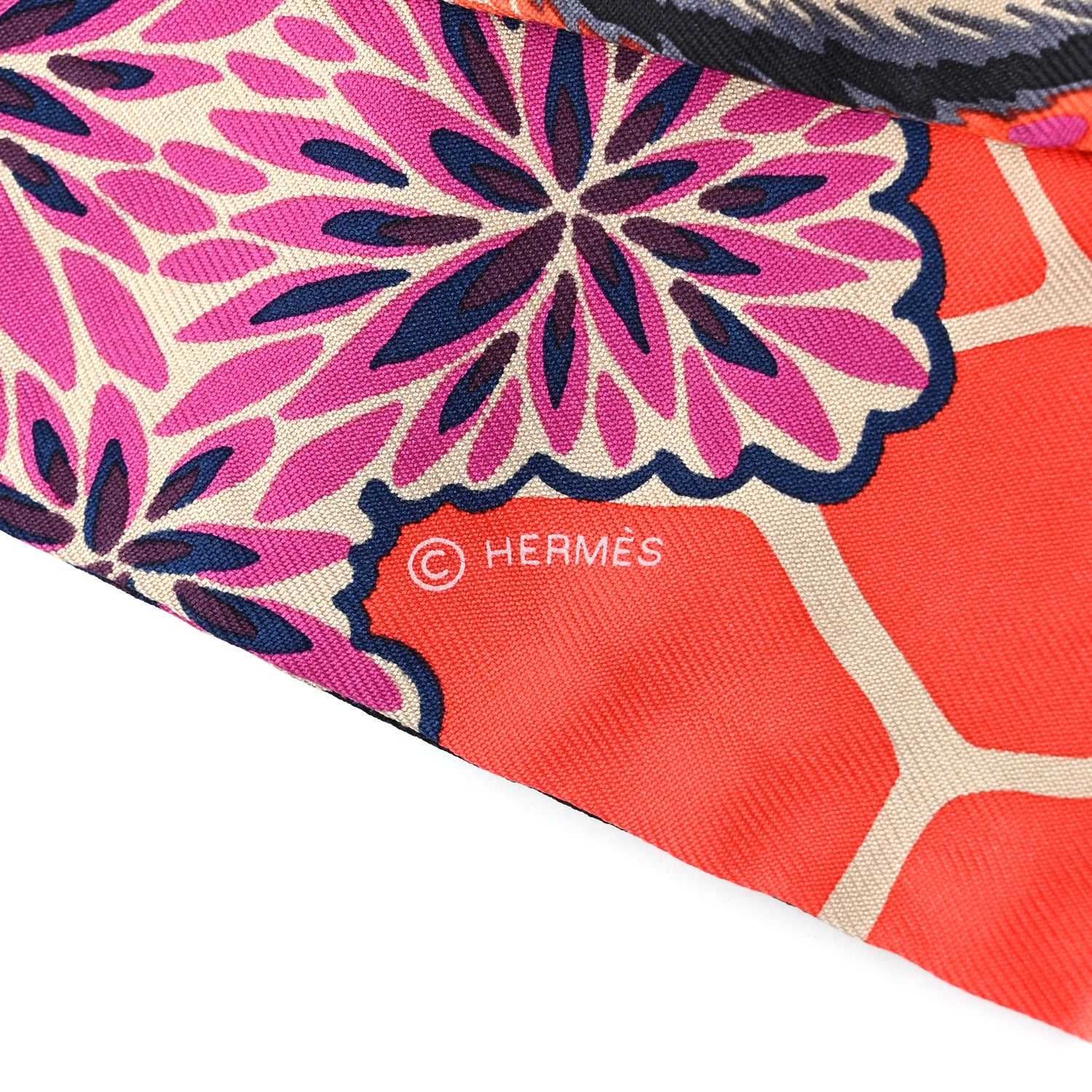 Hermes Silk The Three Graces Twilly Vermillion Fuchsia 3 of 4