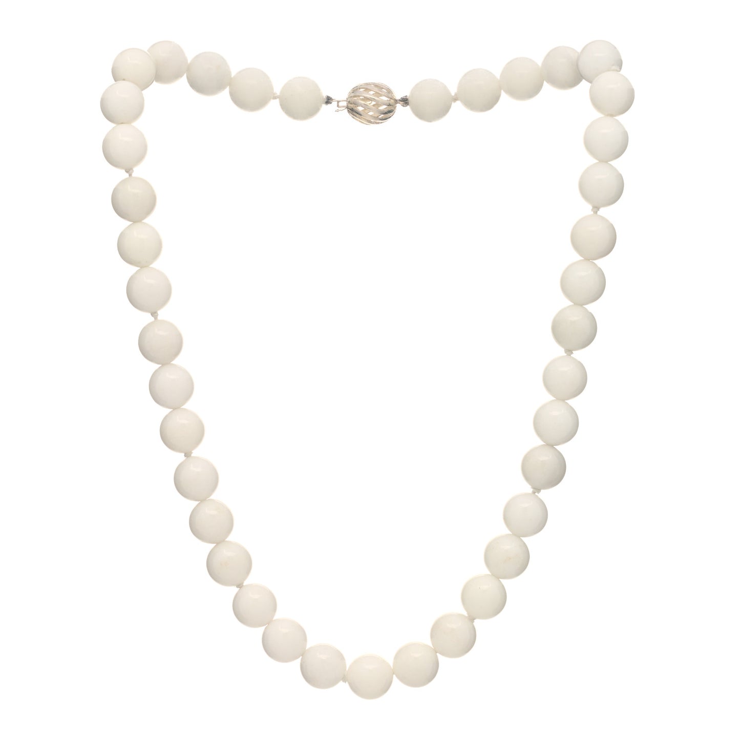 Sterling Silver 10mm Dolomite Bead Necklace