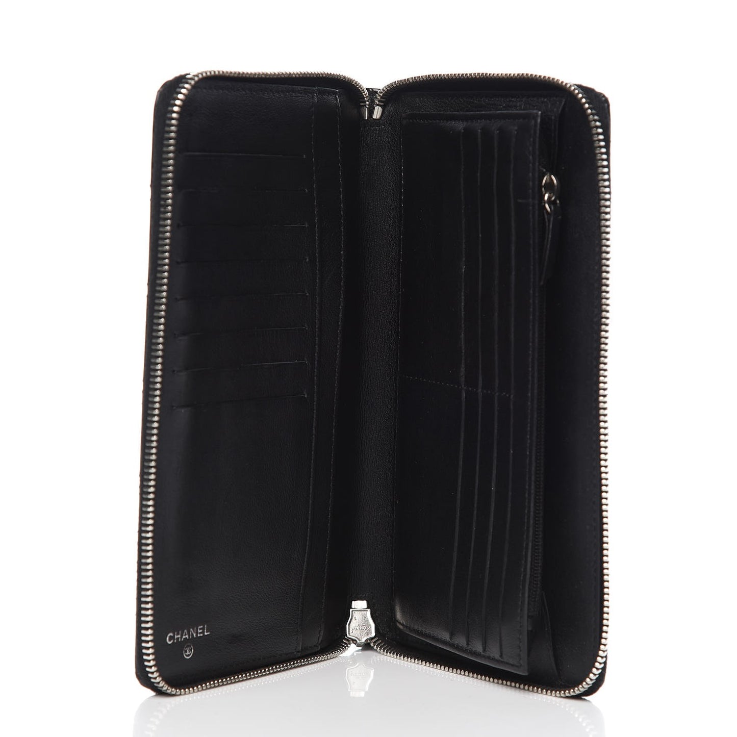 Patent Quilted Large Zip Around Organizer Wallet So Black