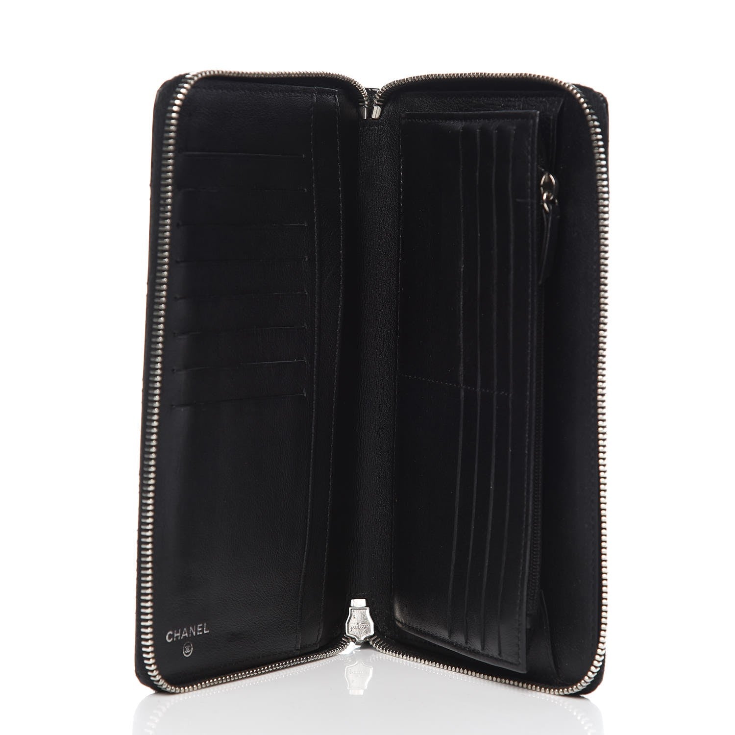Chanel Patent Quilted Large Zip Around Organizer Wallet So Black 5 of 10