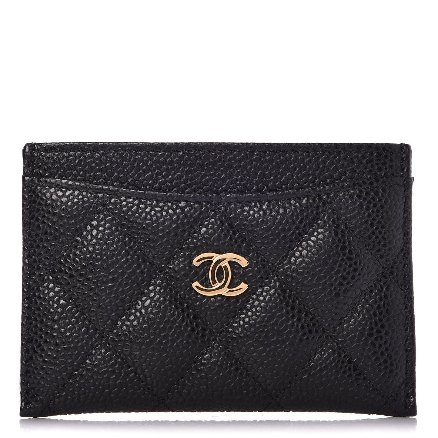 Caviar Quilted Card Holder Black