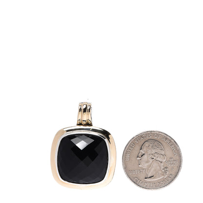 David Yurman Sterling Silver 18K Yellow Gold Black Onyx 20mm Albion Enhancer Pendant 2 of 3