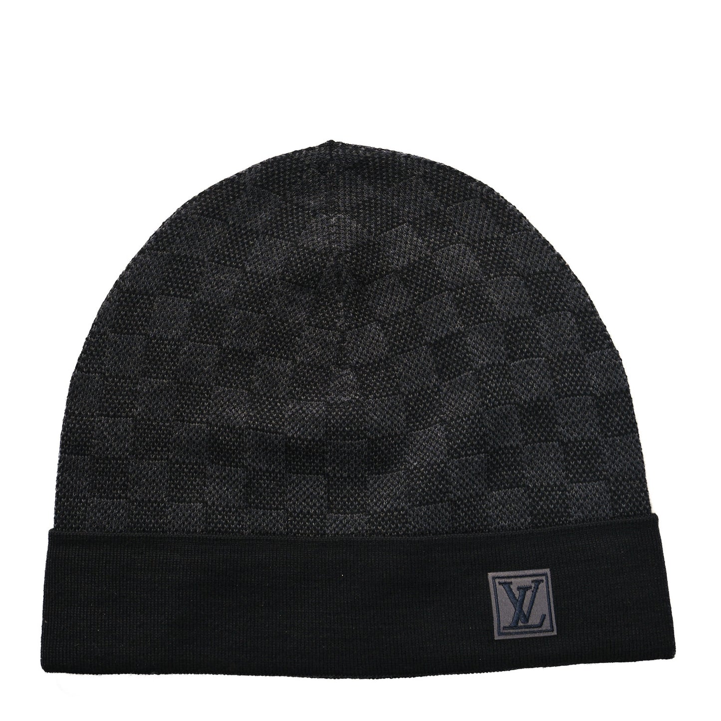 Wool Bonnet Petit Damier Graphite Beanie Hat