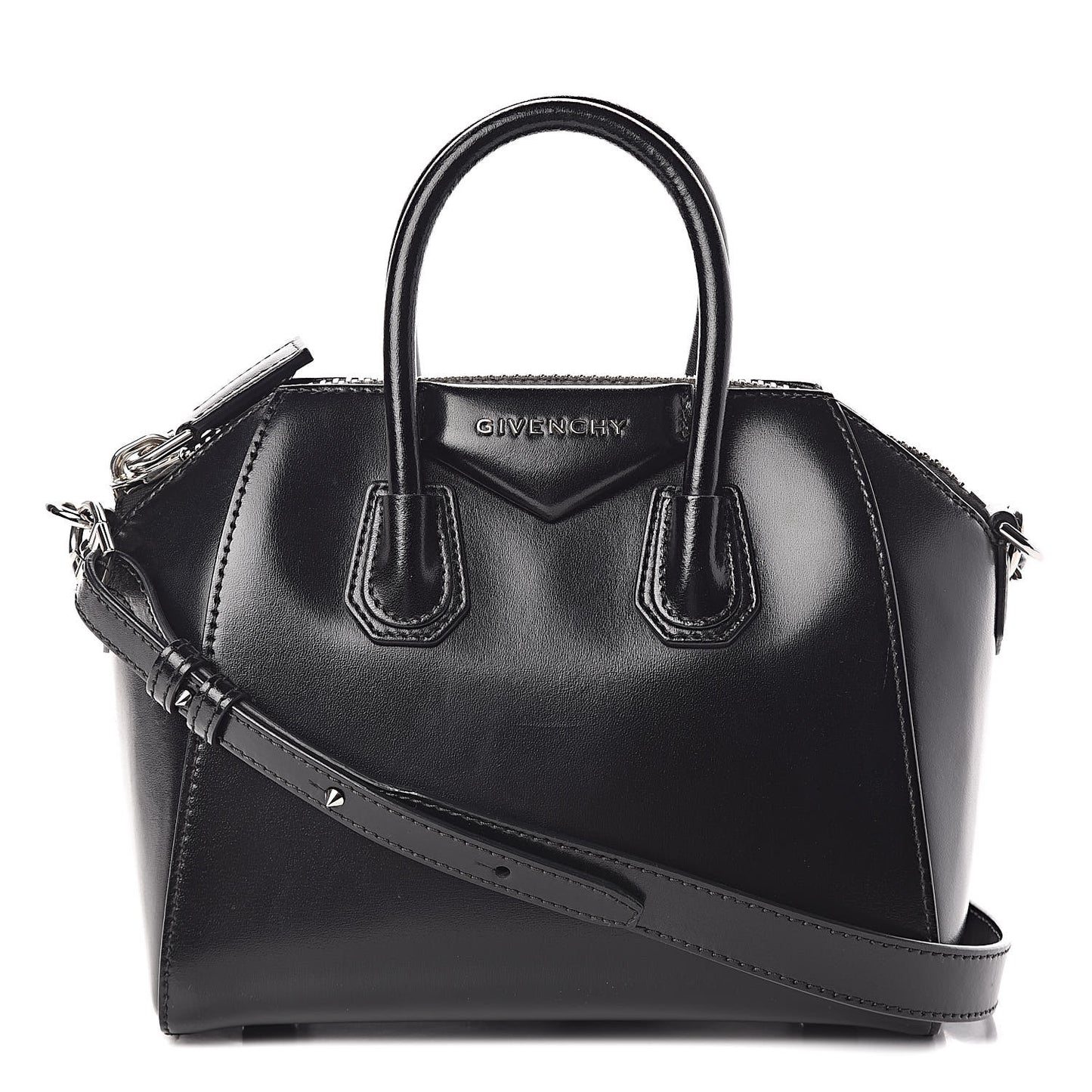 Shiny Lord Calfskin Mini Antigona Black