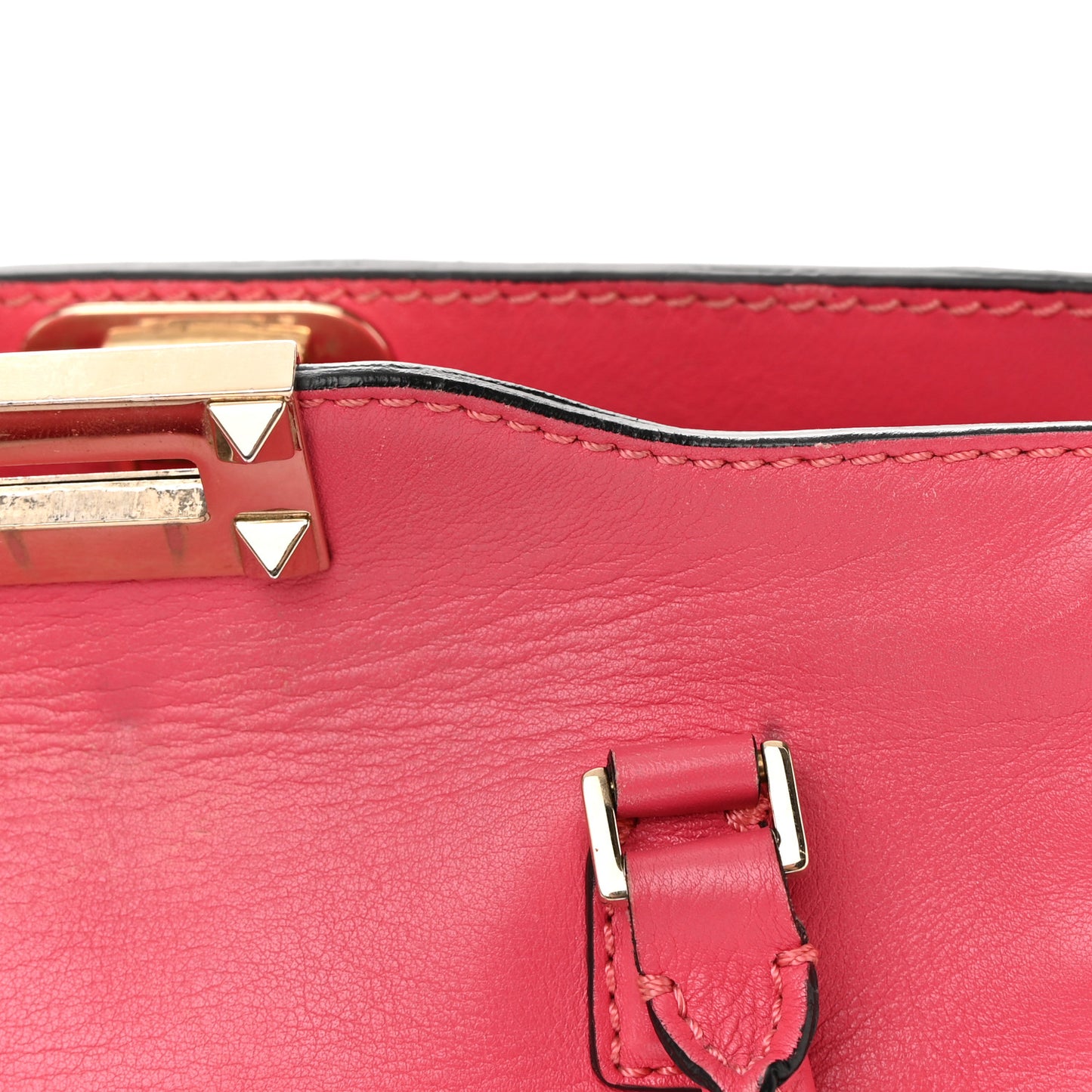 Vitello Small Rockstud Double Handle Tote Framboise