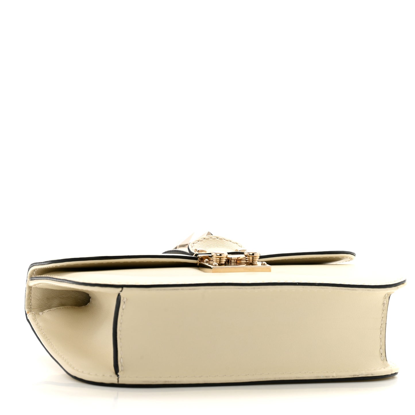 Vitello Small Glam Lock Rockstud Flap Ivory