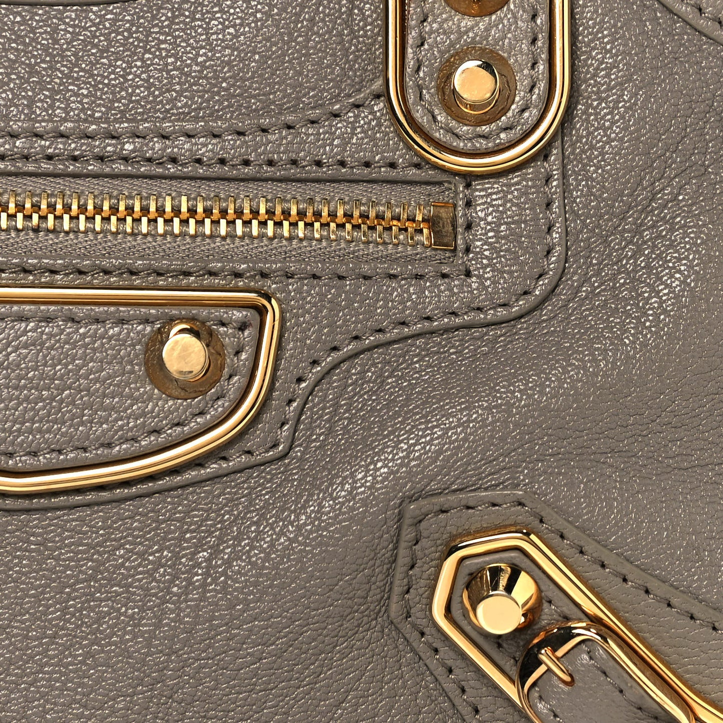 Chevre Gold Metallic Edge Hardware Mini City Gris Taupe