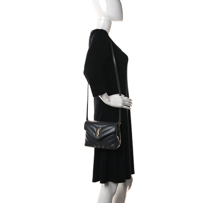 Saint Laurent Calfskin Y Quilted Monogram Toy Loulou Crossbody Bag Black 2 of 9