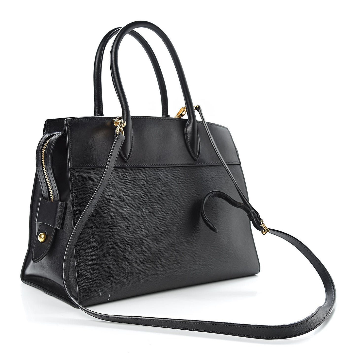 Saffiano City Calfskin Medium Esplanade Tote Black