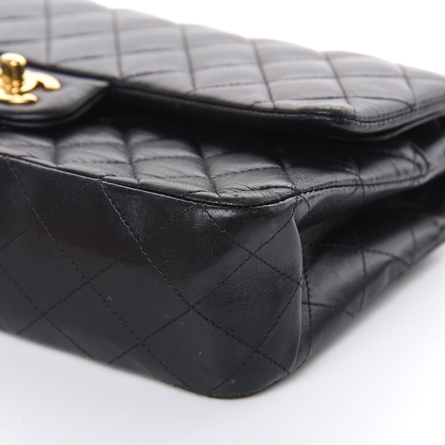 Lambskin Quilted Medium Double Flap Black