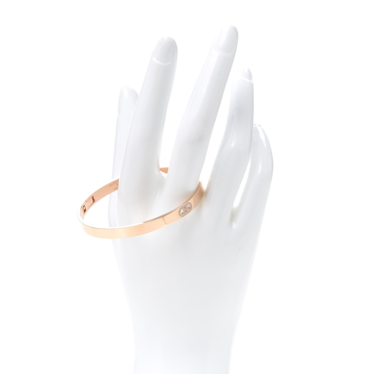 Hermes 18K Rose Gold Diamond PM H D'Ancre Bracelet SH 2 of 6