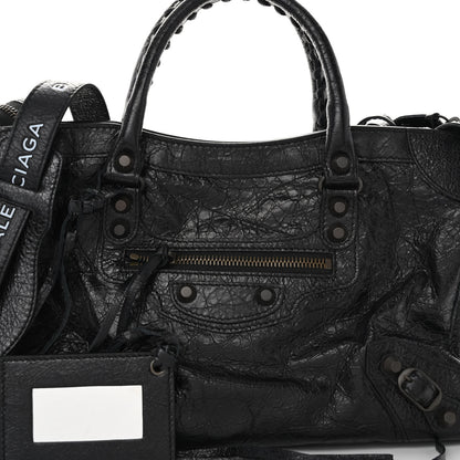 Balenciaga Agneau Classic Hardware S City Logo Strap Black White 7 of 9