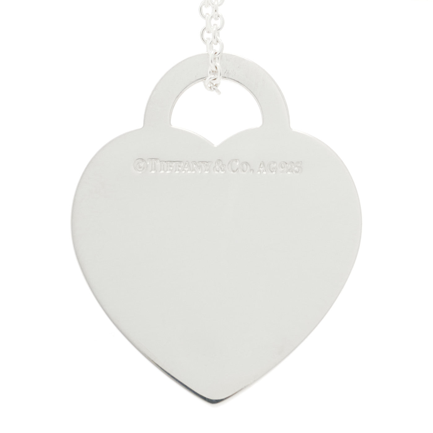 Sterling Silver Return To Tiffany Etched Heart and Arrow Tag Pendant Necklace