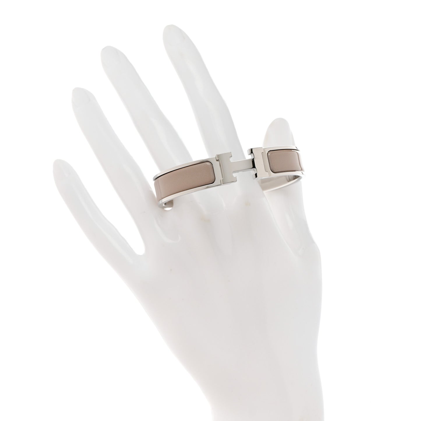Enamel Narrow Clic Clac H Bracelet PM Marron Glace