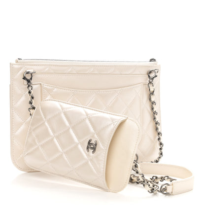 Chanel Lambskin Quilted Clutch With Chain White 4 of 11