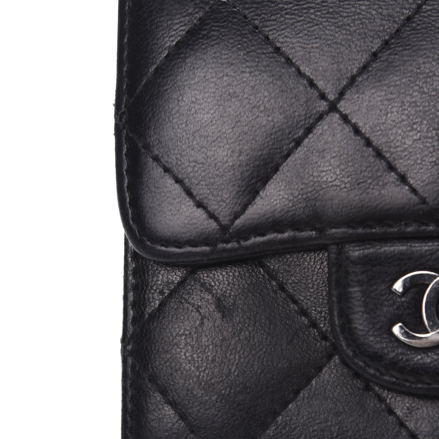 Lambskin Quilted Double Sided Wallet Black