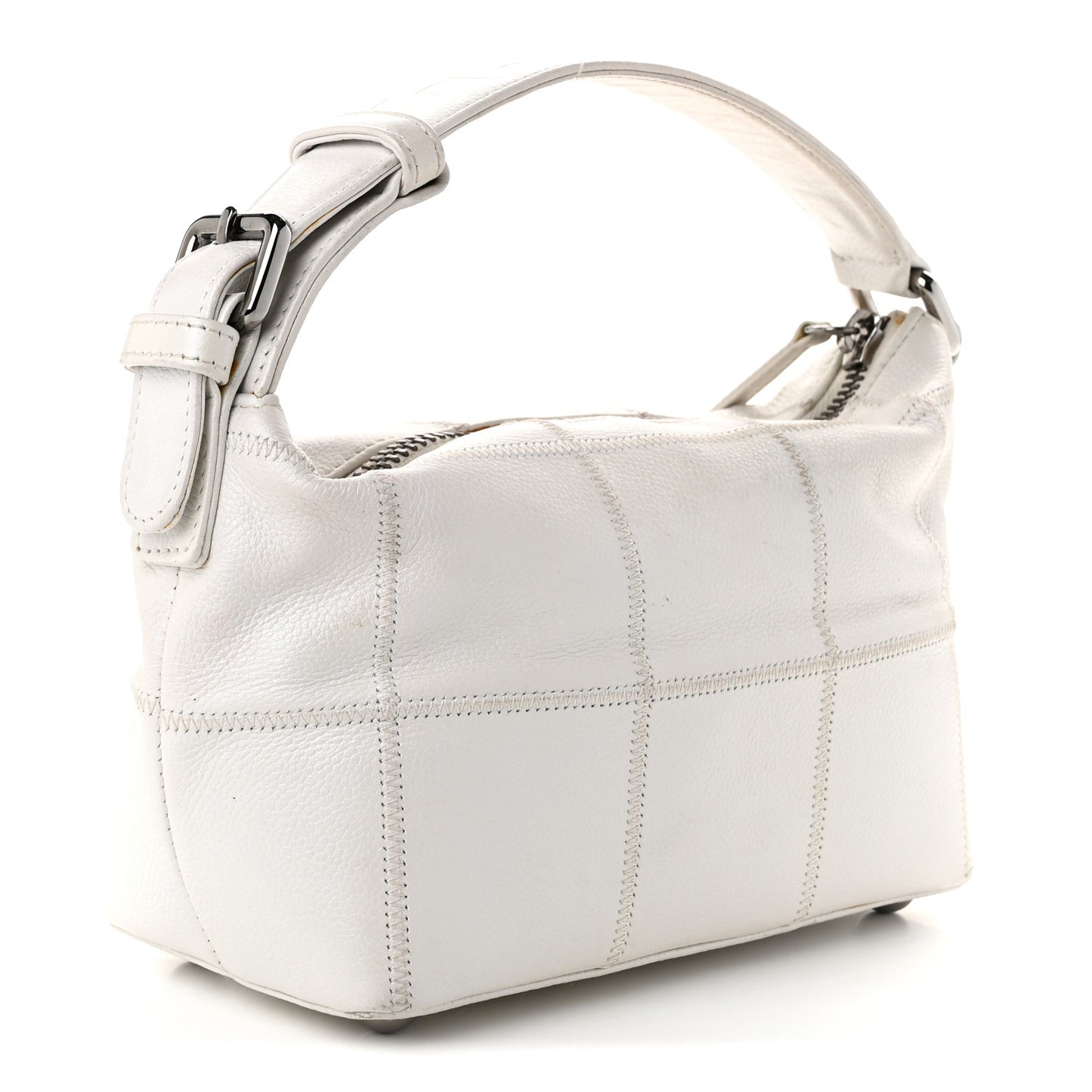 Caviar Square Stitched Bag White