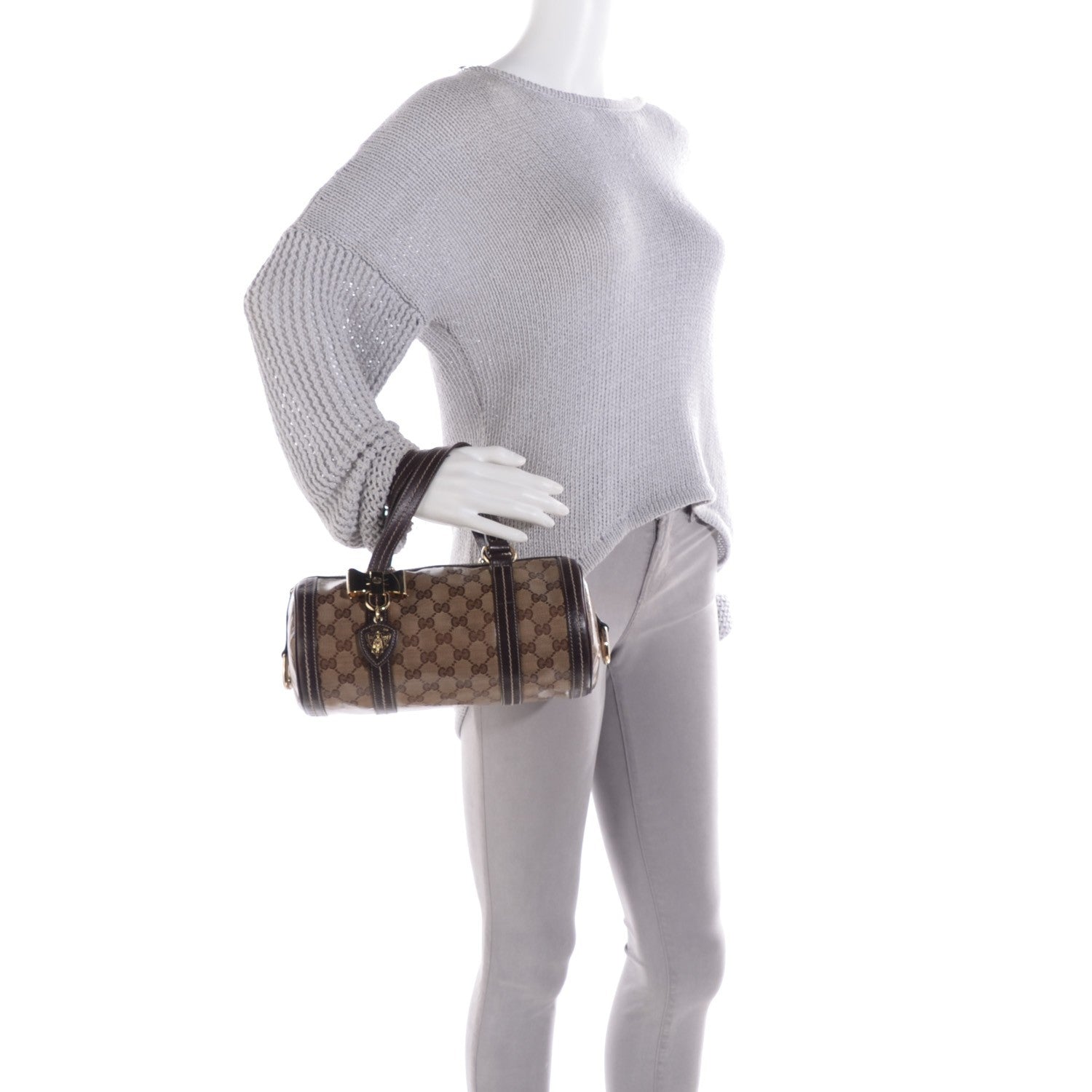 Gucci Crystal Monogram Duchessa Small Boston Bag Brown 2 of 9