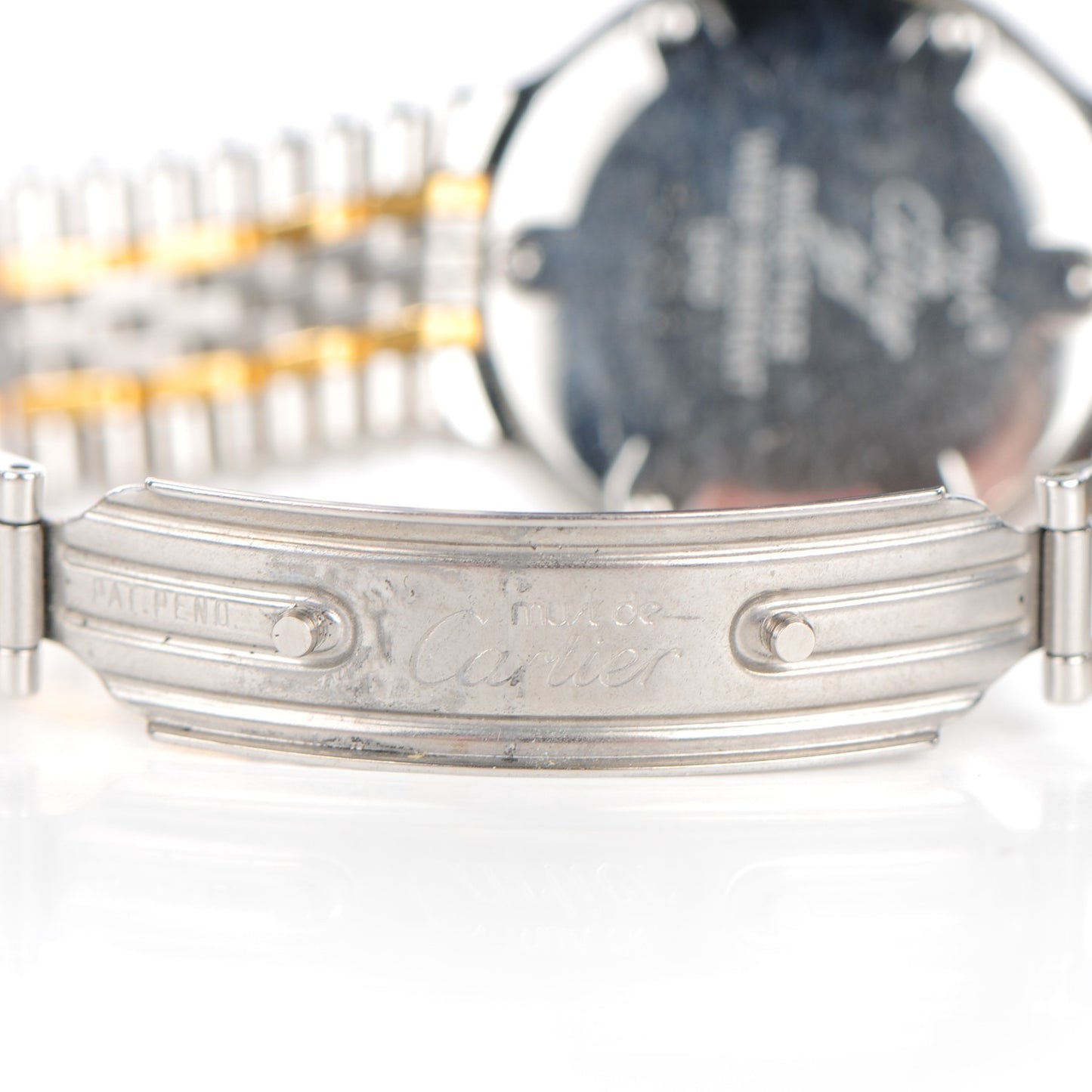 Stainless Steel 18K Yellow Gold 28mm Must De 21 Bullet Link Quartz Watch