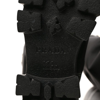 Prada Spazzolato Rois Re-Nylon Metal Triangle Logo Monolith Pouch Pocket 55mm Tall Boots 39 Black 7 of 8