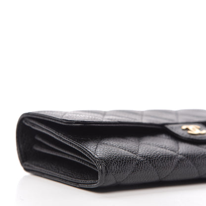 Chanel Caviar Quilted Large Gusset Flap Wallet Black 6 of 12