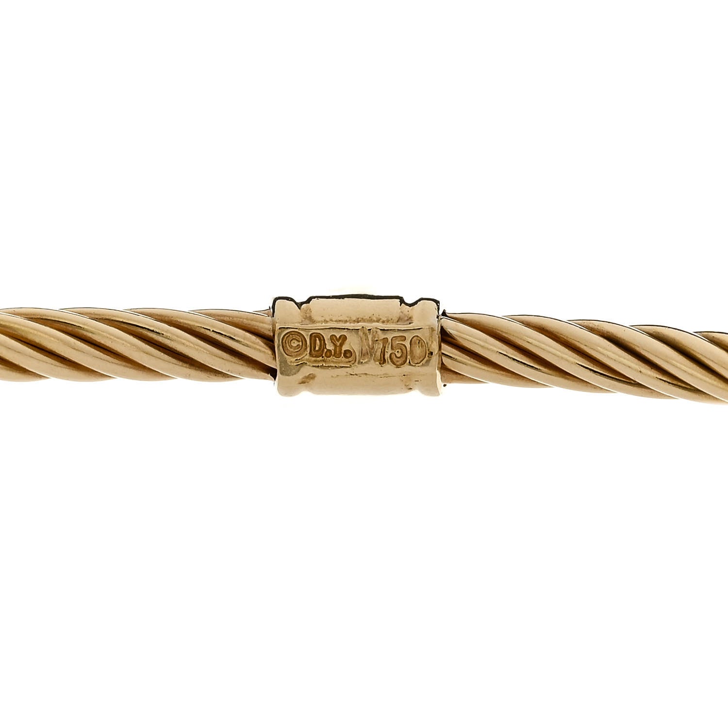 David Yurman 18K Yellow Gold Diamond 3mm Three Station Bracelet 3 of 3