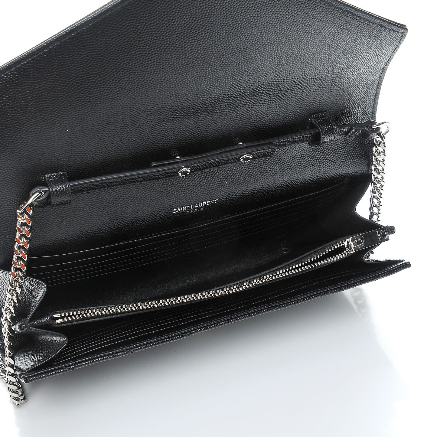 Grain De Poudre Matelasse Chevron Monogram Chain Wallet Black