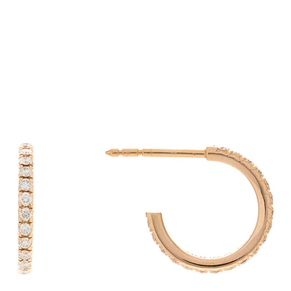 Tiffany 18K Rose Gold Diamond Small Metro Hoop Earrings 1 of 5