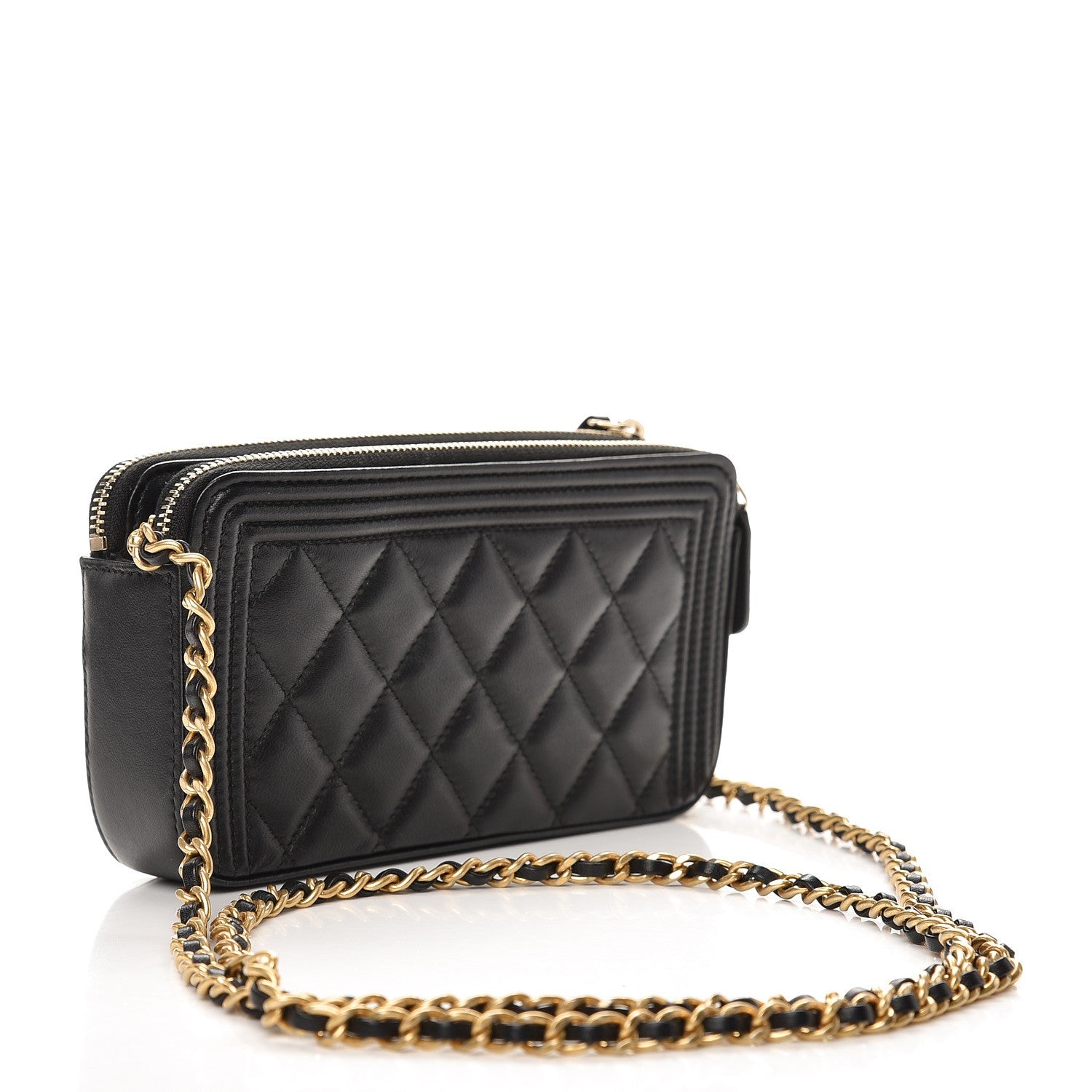 Chanel Lambskin Quilted Small Boy Clutch With Chain Black 3 of 9