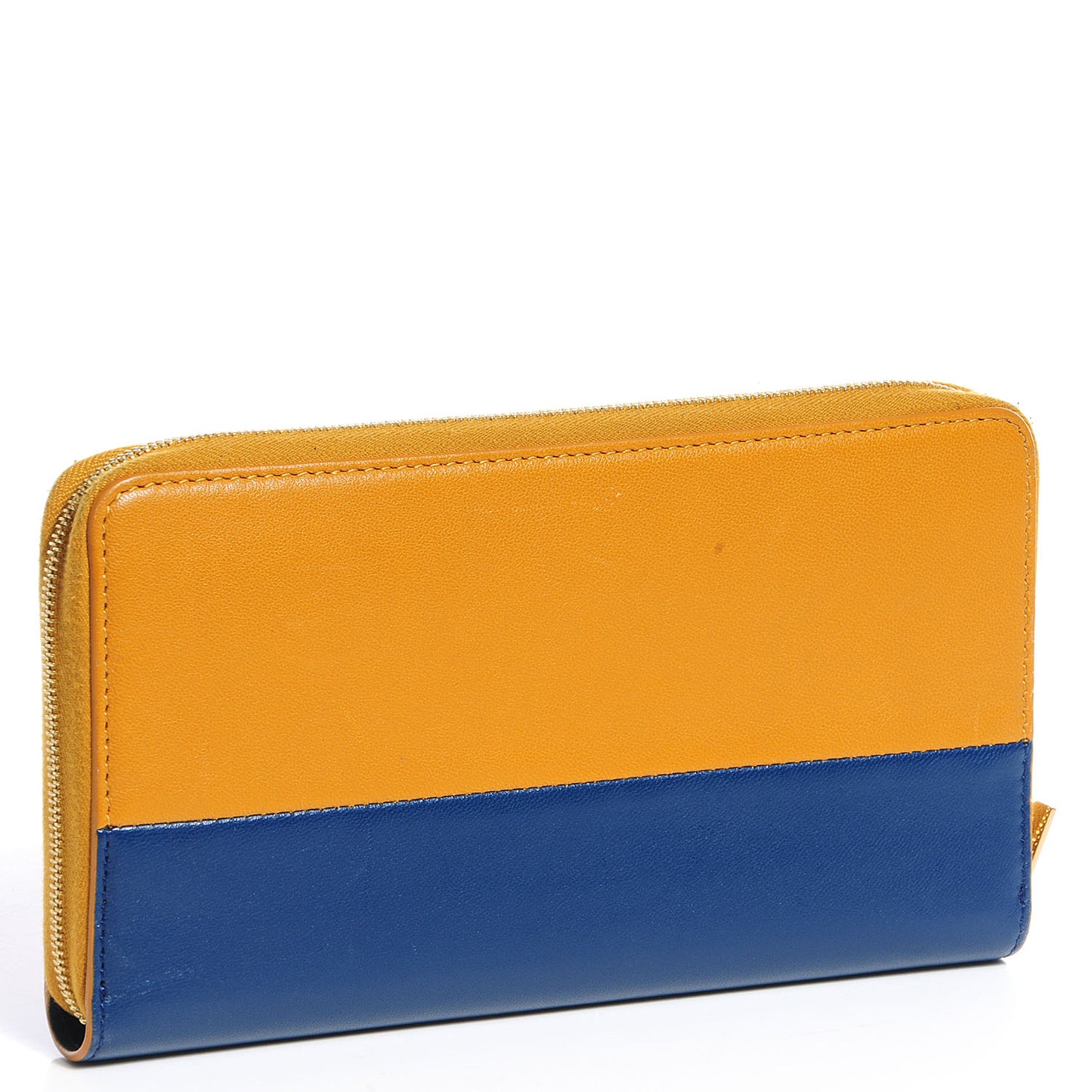 Lambskin Large Zip Around Multifunction Wallet Amber Ocean Blue