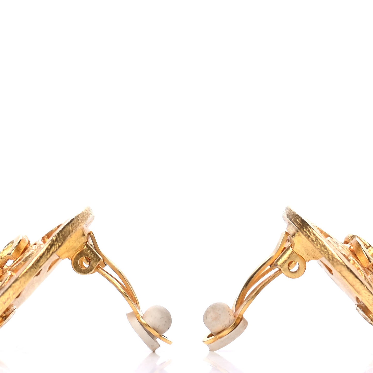 CC Button Clip On Earrings Gold