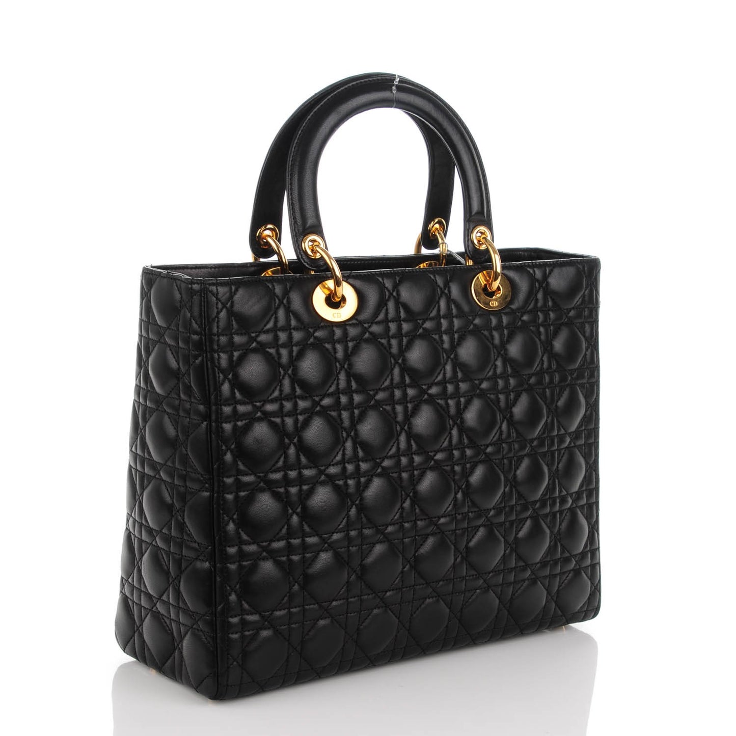 Vintage Lambskin Cannage Large Lady Dior Black