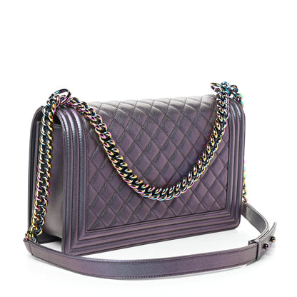 Chanel Iridescent Goatskin Quilted New Medium Boy Flap Purple 3 of 10