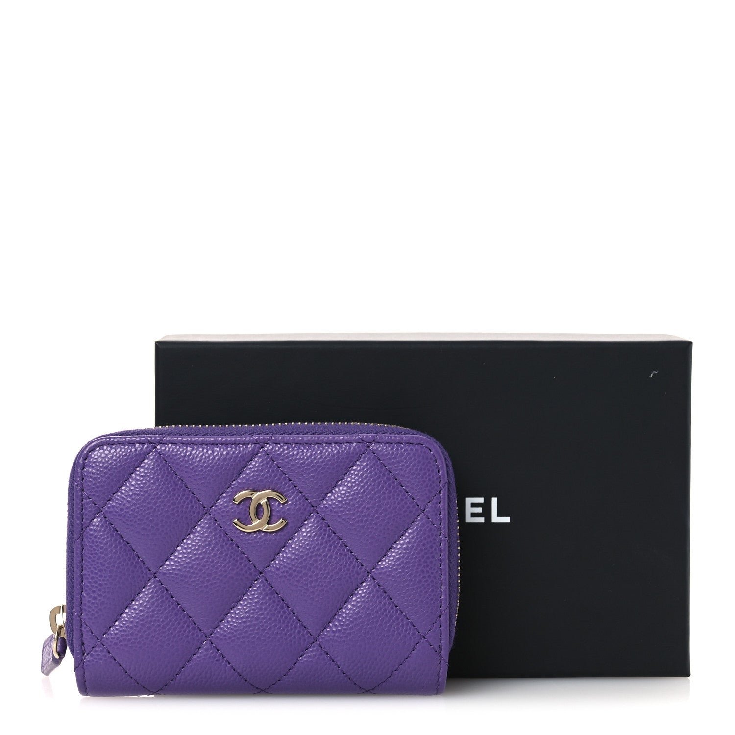 Chanel Caviar Quilted Zip Coin Purse Purple 8 of 8
