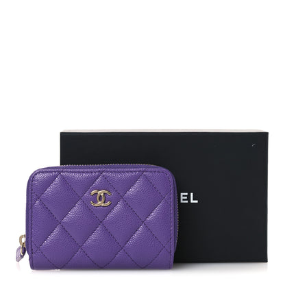 Chanel Caviar Quilted Zip Coin Purse Purple 8 of 8