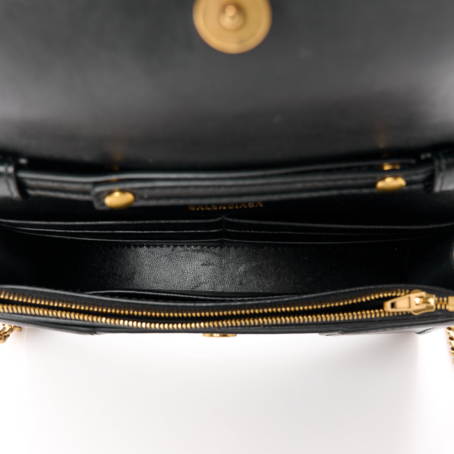 Shiny Box Calfskin Hourglass Chain Bag Black
